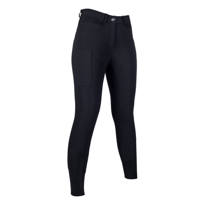 Bryczesy zimowe damskie HKM "Rosewood Silikon" Black/Czarne