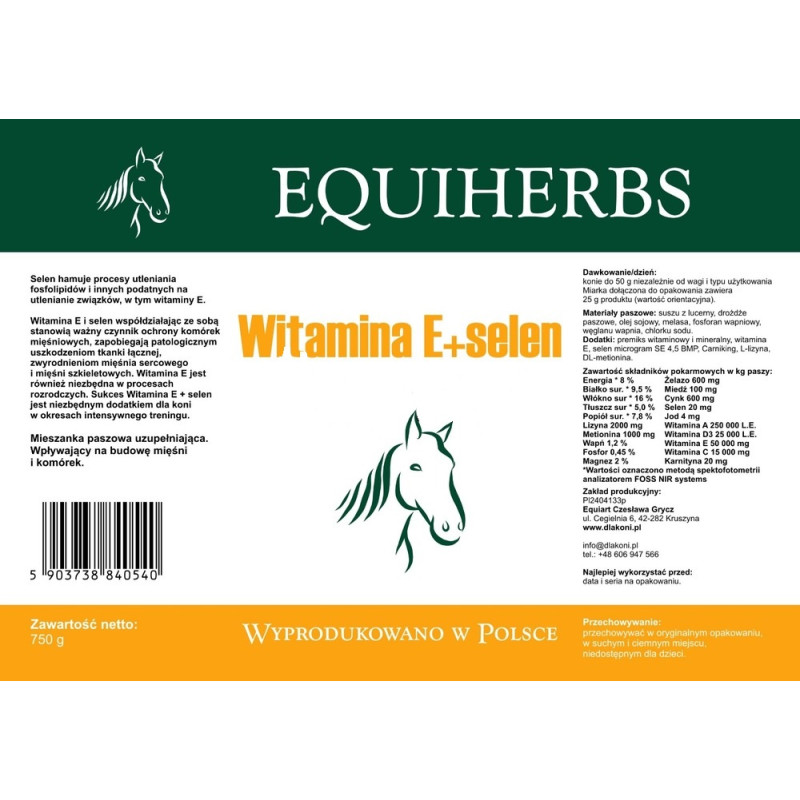 EQUIHERBS Witamina E + Selen 2 kg