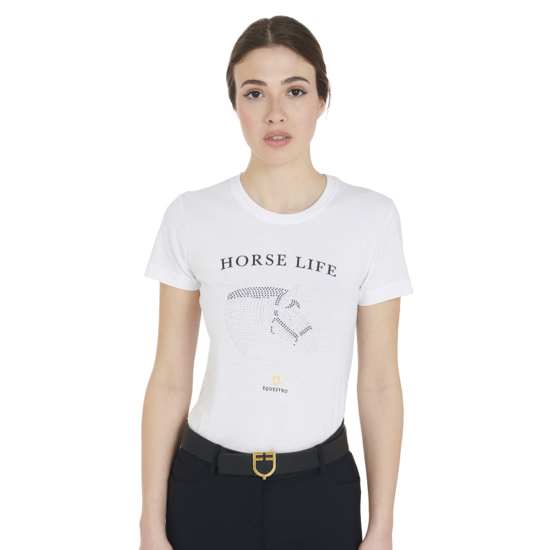 T-Shirt koszulka Equestro biała HORSE LIFE