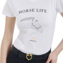 T-Shirt koszulka Equestro biała HORSE LIFE