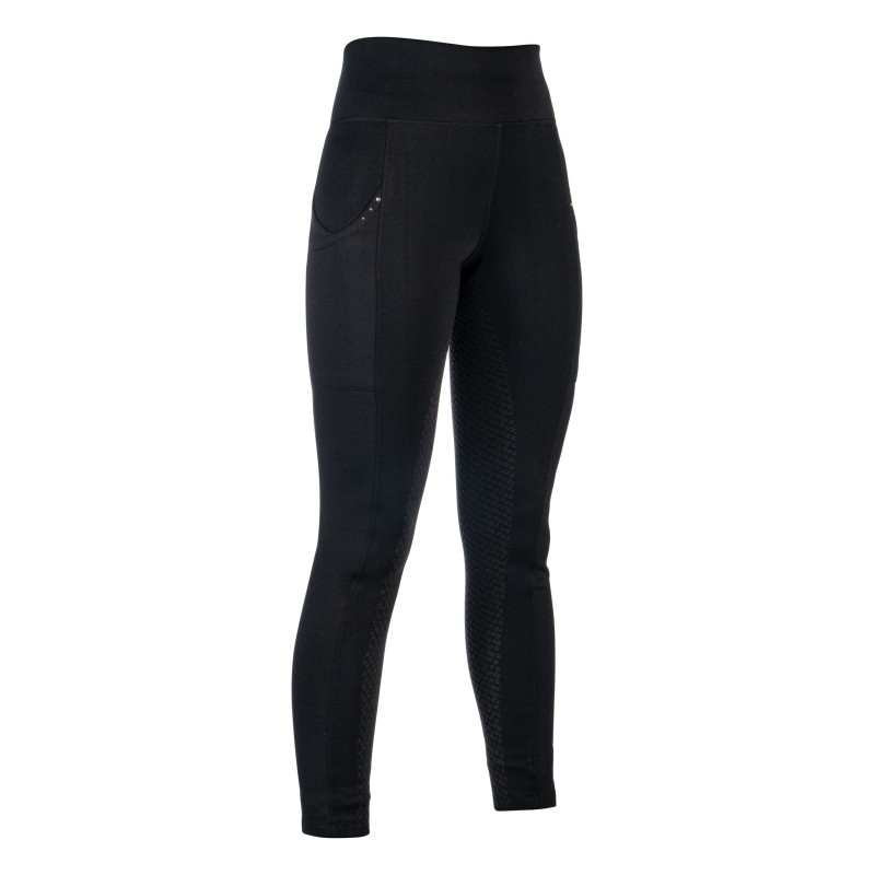 Legginsy jeździeckie damskie HKM "Cosy II" Style Silikon-P. l. czarne