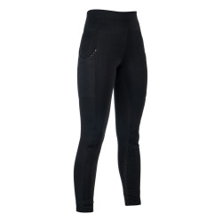 Legginsy jeździeckie HKM "Cosy II" Style Silikon-P. l. czarne