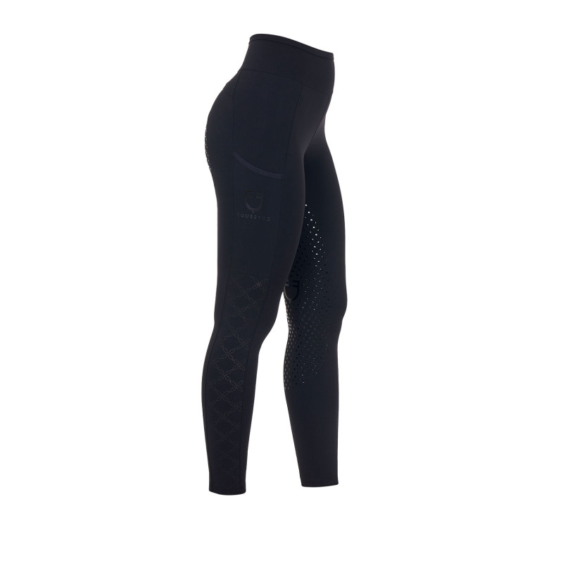 Legginsy EQUESTRO Slim Fit Dekor czarne - dziecko