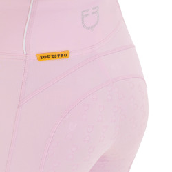 Legginsy dziecięce EQUESTRO Slim Fit Rhinestone pastelowy róż - ballerina