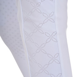 Legginsy EQUESTRO Slim Fit Dekor białe - dziecko