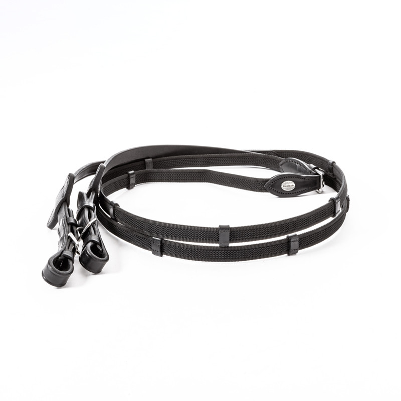 Wodze ogumowane ze stoperami Kavalkade 16mm FULL-140cm czarny