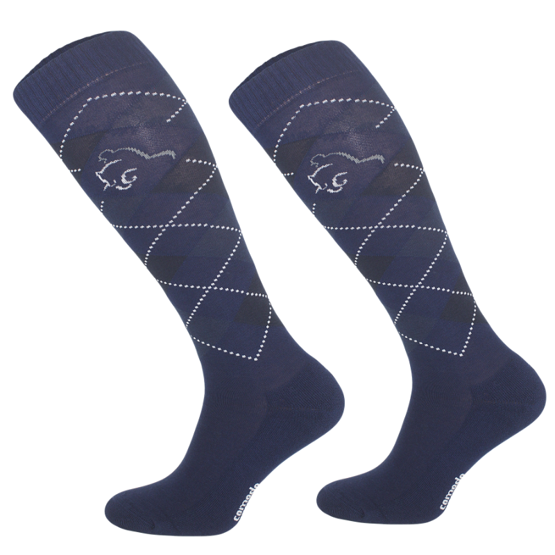 Podkolanówki Comodo KARO Czarno-Granatowy