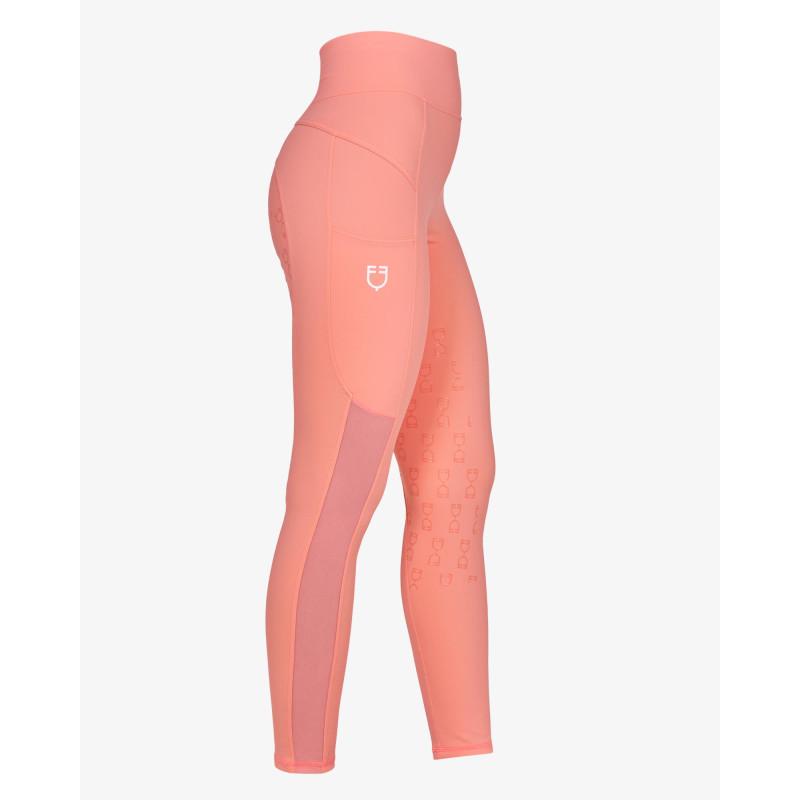 Legginsy EQUESTRO Slimt MICRO MESH pomarańczowe/DESERT FLOWER