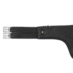 Popręg z fartuchem Equestro skórzany, czarny 130cm