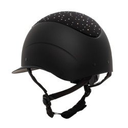 Kask EQUESTRO "Matt Wide Visor Rhinestone Logo" czarny 55-57cm