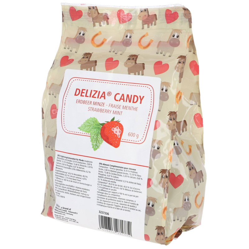 Smakołyki dla konia Delizia Candy, Truskawka/Mięta, 600g