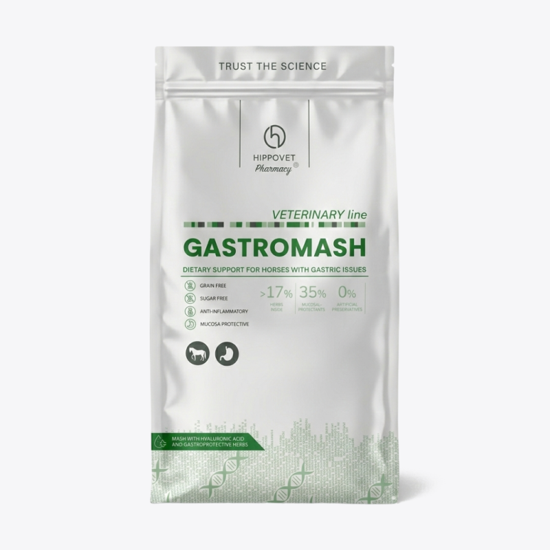 Hippovet Pharmacy VeterinaryLine – GASTROMASH – mesz dla koni wrzodowych, kolkowych i alergicznych 8 kg
