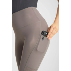 Legginsy jeździeckie damskie z pełnym lejem i chłodzącą funkcją Horze Vilma szaro/beżowe 36