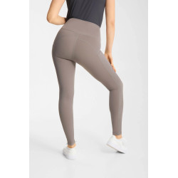 Legginsy jeździeckie damskie z pełnym lejem i chłodzącą funkcją Horze Vilma szaro/beżowe 36