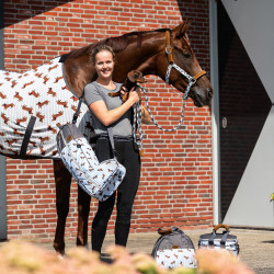 Kantar z uwiązem QHP "Stable Buddy" Dachshund/Niebiesko-Brązowy