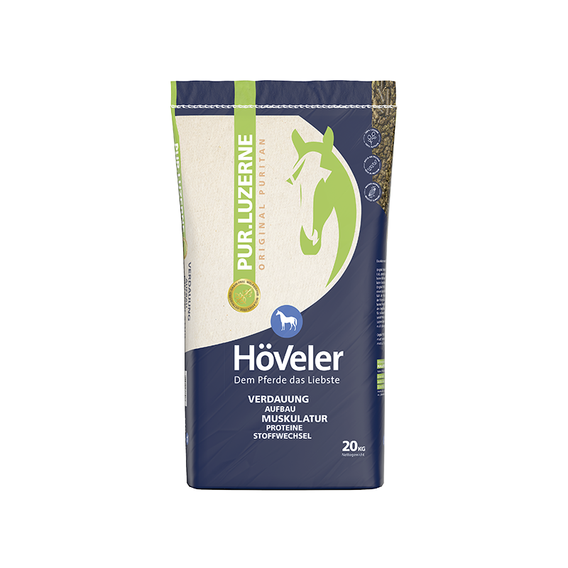 Höveler Original PUR.LUZERNE 20kg - granulowana pasza z młodych roślin lucerny o dużej zawartości liści