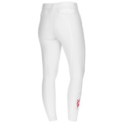 Bryczesy Janne x PinkRibbon, damskie, pełny lej, perłowa biel, Covalliero