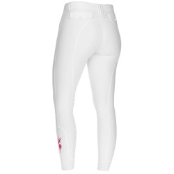 Bryczesy Janne x PinkRibbon, damskie, pełny lej, perłowa biel, Covalliero