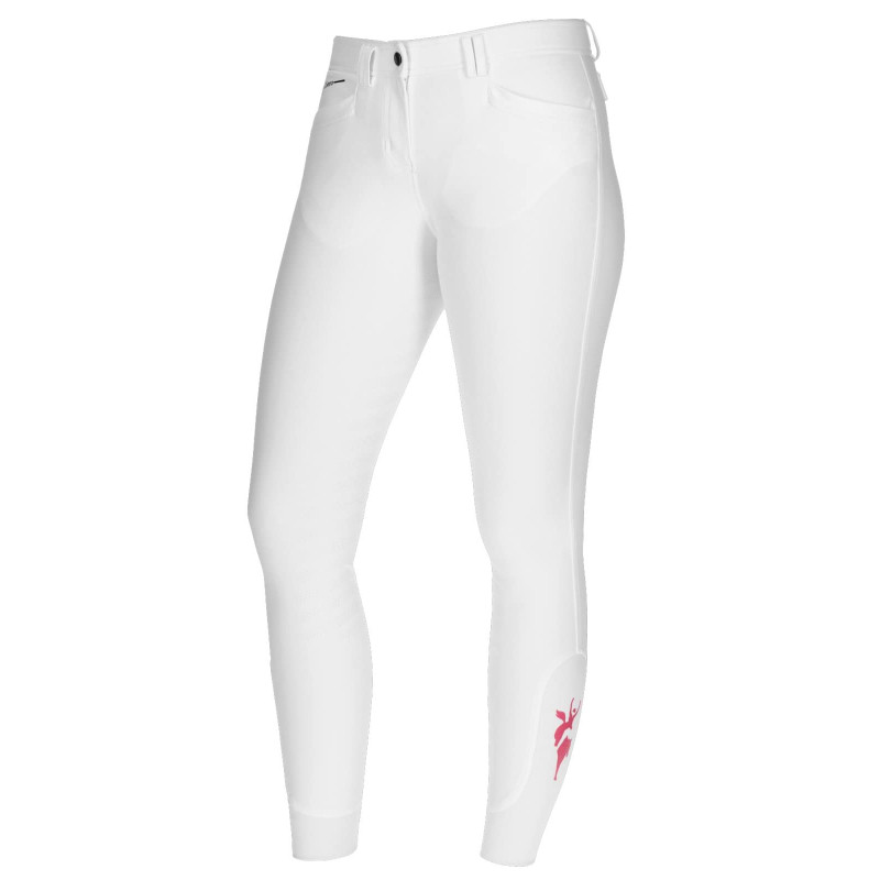 Bryczesy Janne x PinkRibbon, damskie, pełny lej, perłowa biel, Covalliero