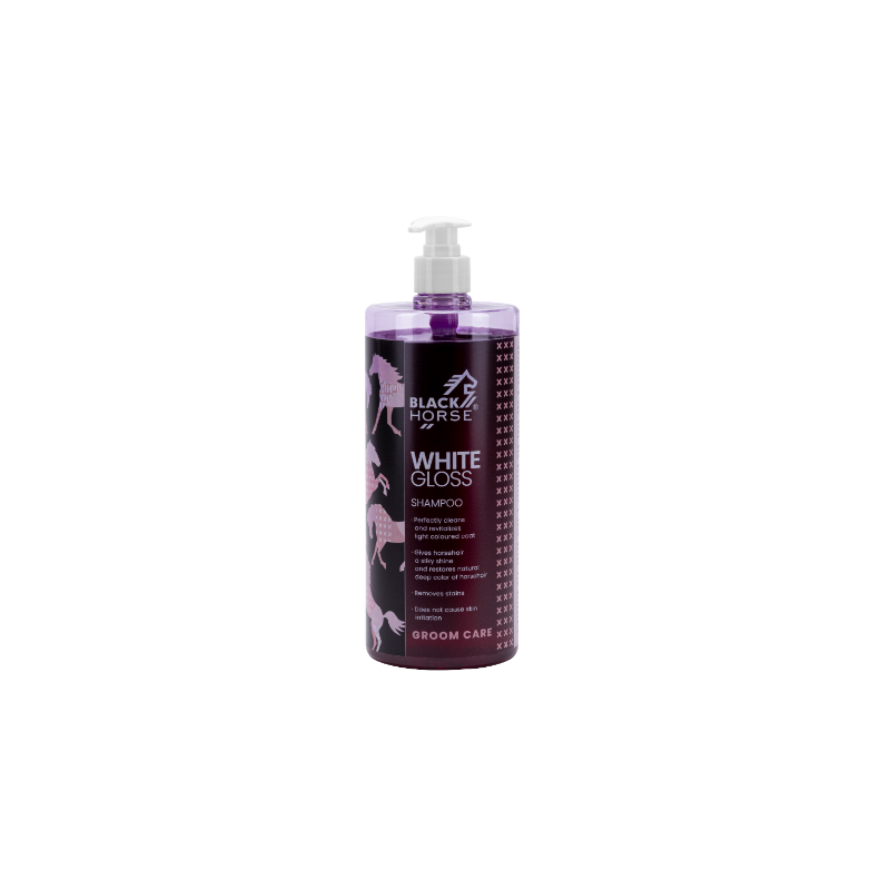 White Gloss szampon Black Horse dla siwych koni 1000 ml